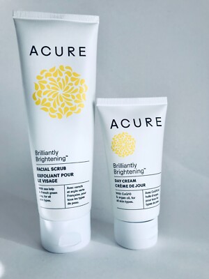 Acure Brightening Cream,1.7oz+Brightening Facial Scrub Exfoliant, Soap-Free,4oz.