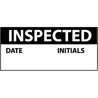 Inspected Black and White, 1 x 2.25 Pressure Sensitive Vinyl Inspection Label, 2