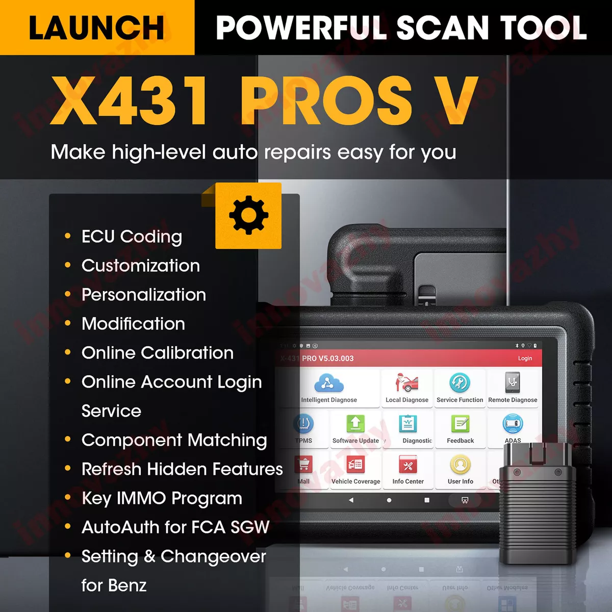  LAUNCH X431 V PRO (V 4.0 ) ,2023 Version Bi-Directional Scanner  Full Systems Diagnostic Scan Tool with 37+ Reset Functions, ECU Coding,  AutoAuth for FCA SGW,2 Yrs Free Update : Automotive