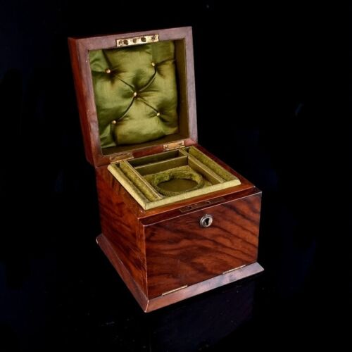 Antique Victorian walnut jewellery box, Fall front - Picture 1 of 8