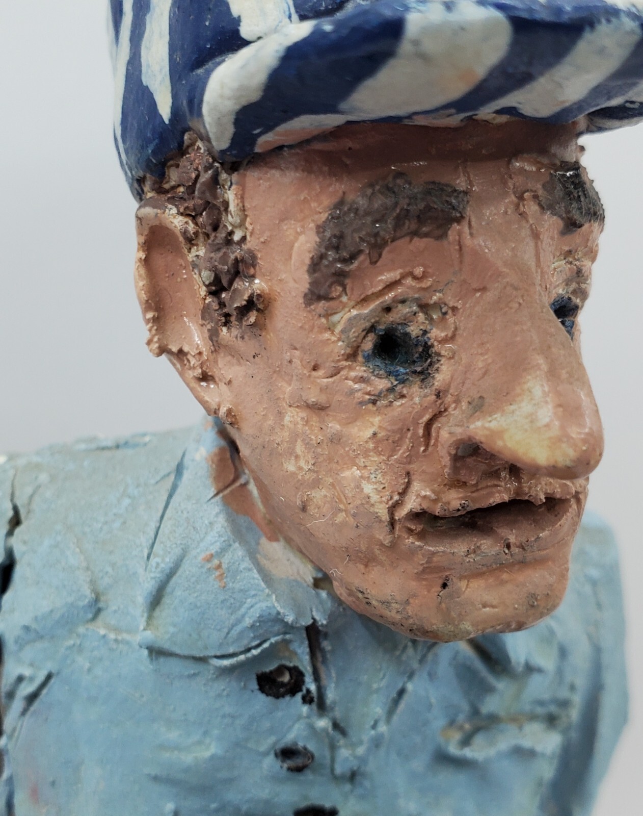Clay Sculpture Statue Fisherman Fishing Chicago Artist Stephen Baldauf ...