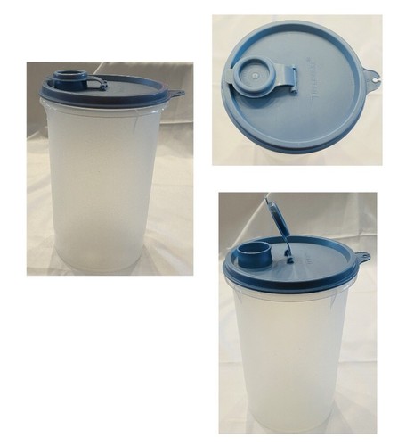 Jarra Tupperware vintage tapa azul redonda 40 oz. Capacidad - Imagen 1 de 4