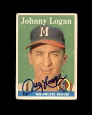 Johnny Logan Signed 1958 Topps Milwaukee Braves Autograph