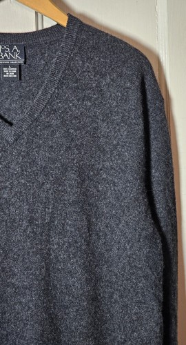 Jos A Bank Sweater L Charcoal Gray 100% Cashmere V-Neck L/S Executive Collection - Picture 6 of 24