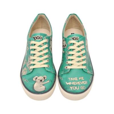 DOGO Shoes Women Vegan Leather Green Sneakers Koala Hug Design