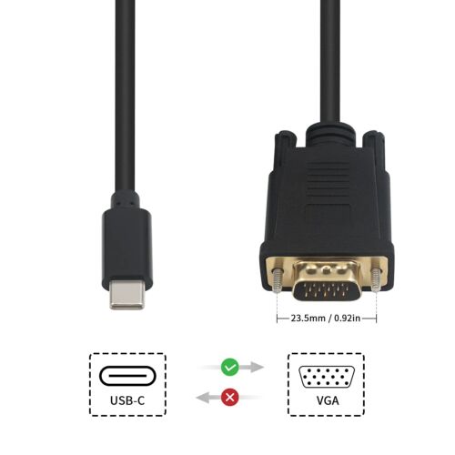 1m USB-C Type-C to VGA Cable Lead USB 3.1 Male to 15-pin VGA Male - 1 Metre - Picture 4 of 9