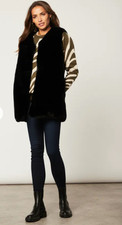 Silk Fred Gini London Black No Cut Faux Fur Sleeveless Gilet M/l Rrp £38 Bnwot