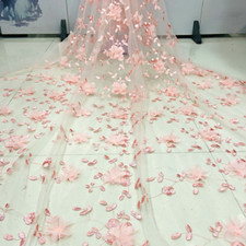 Sheer Mesh Floral Fabric Lace Embroidery for Bridal Dress Curtain DIY Wedding