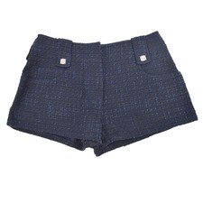 香奈儿 01p #34 CC 徽标纽扣粗花呢短裤海军正品 90285