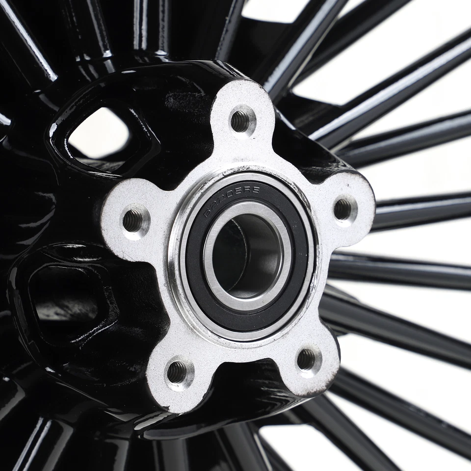 Llanta de rueda delantera 21x3,5 radios gruesos con rotores para Harley Road King Glide 2009-2023 Foto 4 de 4