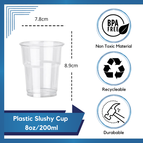 Plastic Slushy Cups With Lids 8oz 10oz Disposable / Reusable Smoothie Cups - Picture 3 of 5