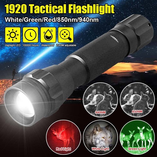 Linterna LED Infrarroja Antorcha Zoom IR 850nm/940nm Caza Rojo/Verde Luz Blanca - Imagen 2 de 30