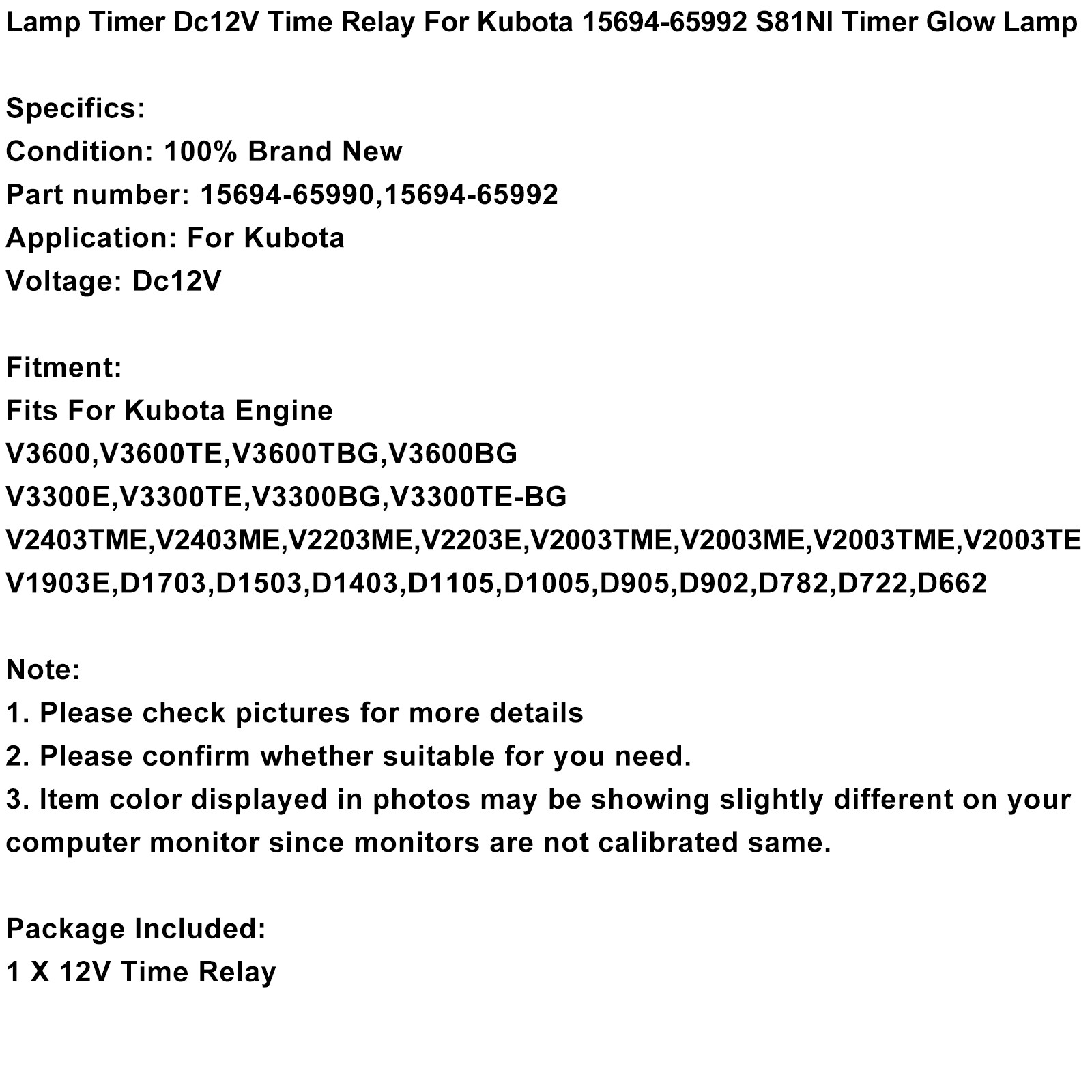 NGK Glow Plug Lamp Timer Dc12V Time Relay For Kubota