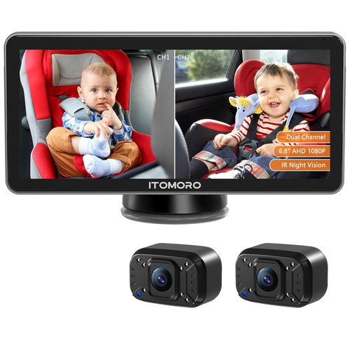 Baby Car Camera Dual-Channel 6.8 Inch Baby Car Monitor Display with 2 IR Night V - Picture 9 of 12