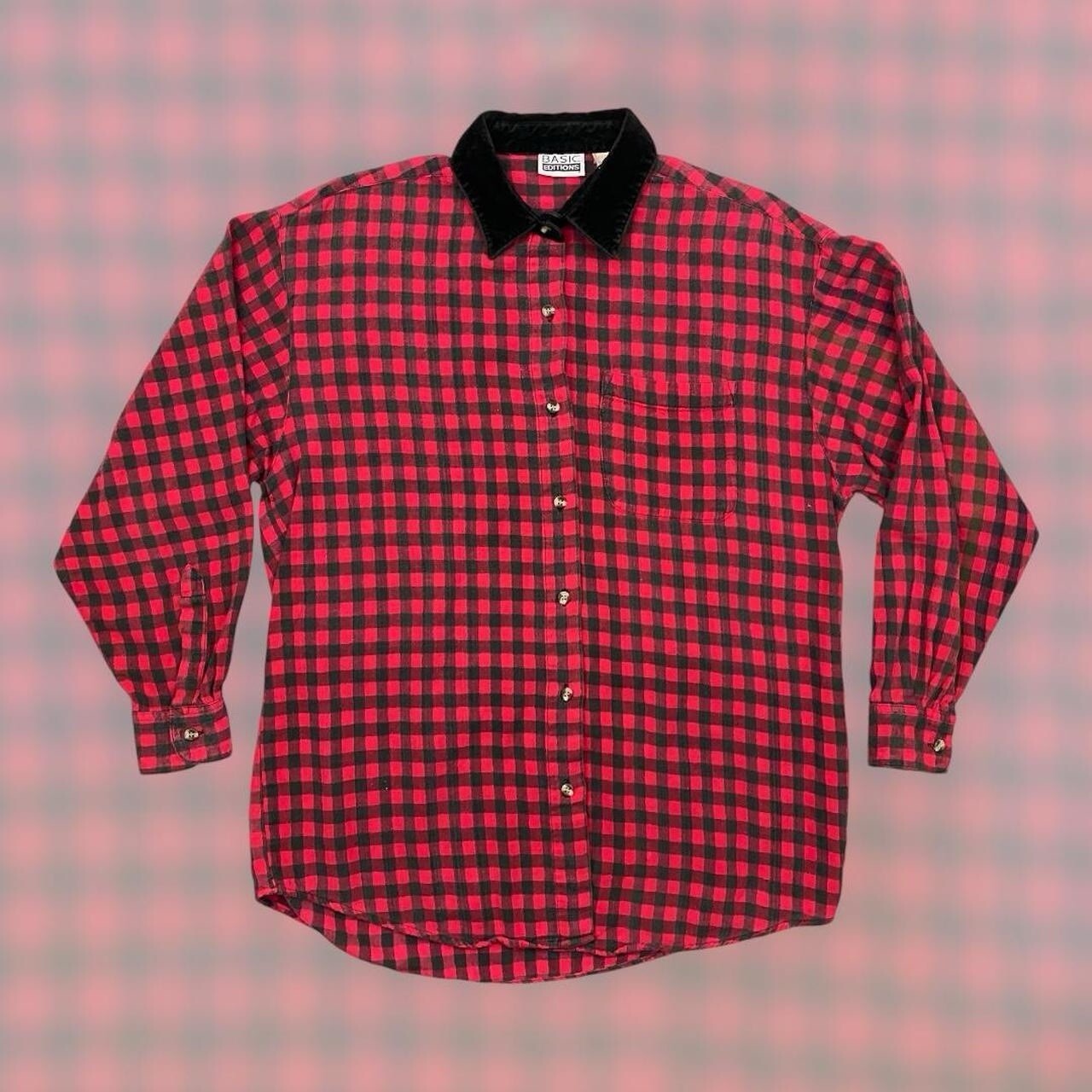 VTG 90s Basic Editions Plaid Button Front Shirt W… - image 1