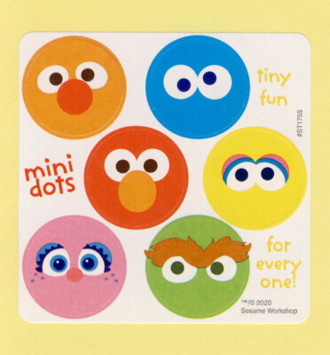 60 Sesame Street Mini Dot Stickers - Bert, Cookie Monster, Elmo, Big Bird, Oscar