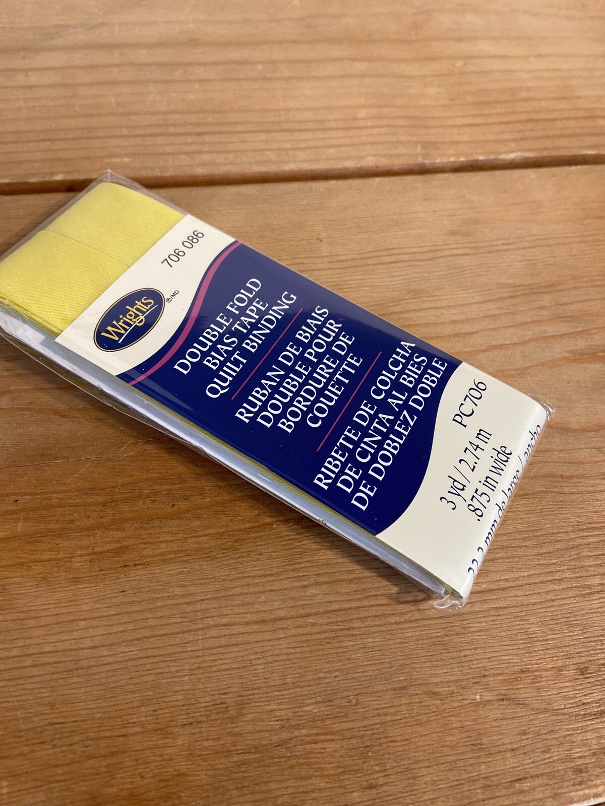 3 yards Canary Yellow QUILT BINDING 7/8" Double Fold Bias Tape Wrights