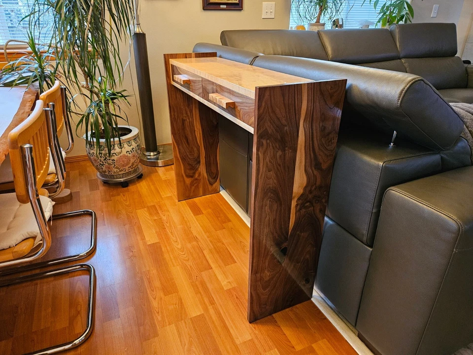  Modern Natural Wood Console & Entryway Table with 2 Drawers # 4 - Image 2 of 4