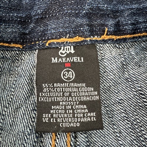 Vtg Y2K Makaveli Tupac Jeans Men 34x34 Blue Wide Leg Baggy Hip Hop Rap 90s - Picture 3 of 20