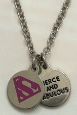 Necklace Superman TM DC Comics pendant engraved FIERCE AND FABULOUS Awareness