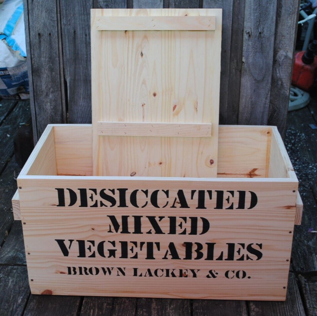 Desiccated Mixed Vegetables Brown Lackey & Co. Wood Box Civil War