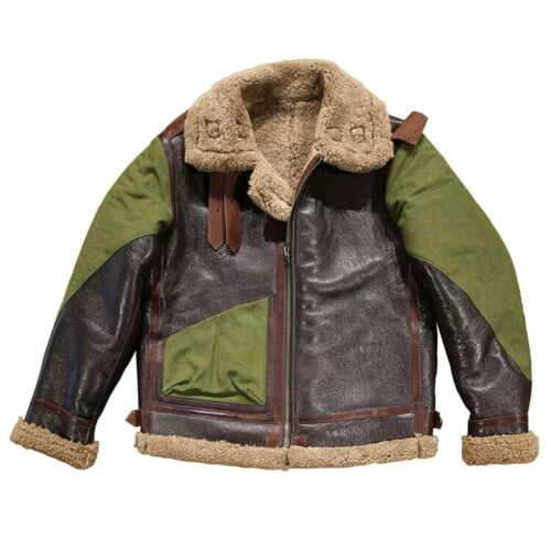 Genuine Leather Shearling Sheepskin B3 Bomber Fur Motorcycle Zip Jacket M / L - Picture 23 of 23