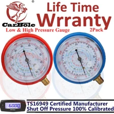 2 PACK LOW AND HIGH - PRESSURE GAUGES PSI KPA FOR USE W/DIFFERENT REFRIGERANTS