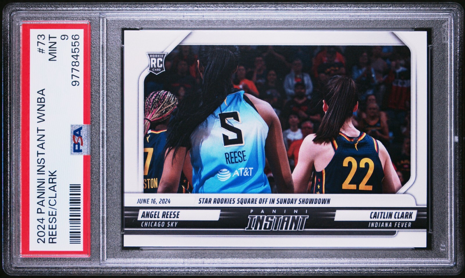 2024 Panini Instant WNBA #73 Caitlin Clark Angel Reese Rookie RC /2870 PSA 9 view 5