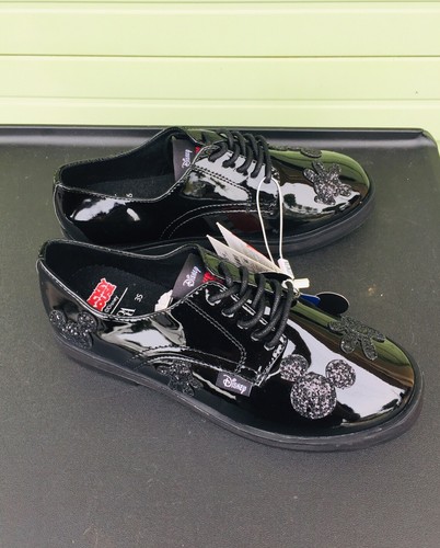 NWT Black youth shoes MICKEY MOUSE DISNEY Shoes Sparkly B72 Usa 1 Eu 32 - Picture 6 of 12