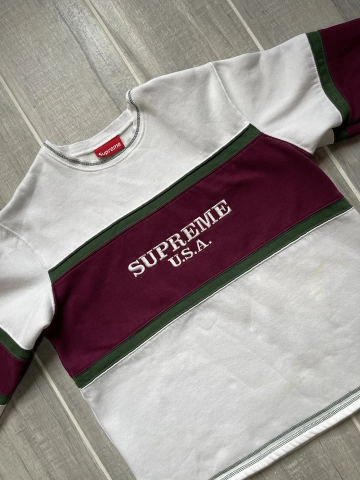 Supreme Centro Rayas Cuello Redondo Bordado Talla Mediana Supreme Estados Unidos Foto 2 de 4