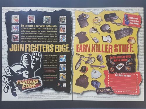 Capcom Fighters Edge PS1 PSX Playstation 2-Page Print Ad Original Art  7.75x10.50