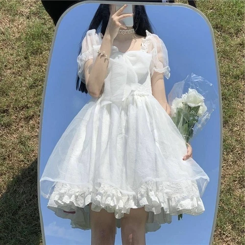 Mujeres Lindo Estilo Lolita Ropa Precioso Estilo Japonés Dulce Vestido Kawaii Vintage - Imagen 2 de 13