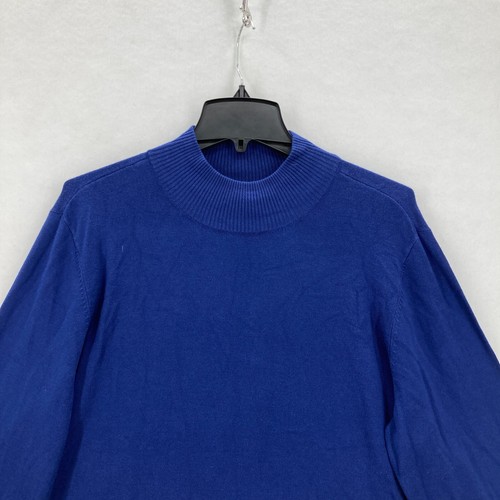 Chico's Addison Mock Neck Sweater Women's 3 Blue Knit Long Sleeve Minimalist NWT - Picture 2 of 13
