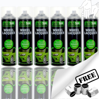 6 x Autotek ALLOY WHEEL CLEAR LACQUER Spray Paint Professional Bodyshop +G+CP
