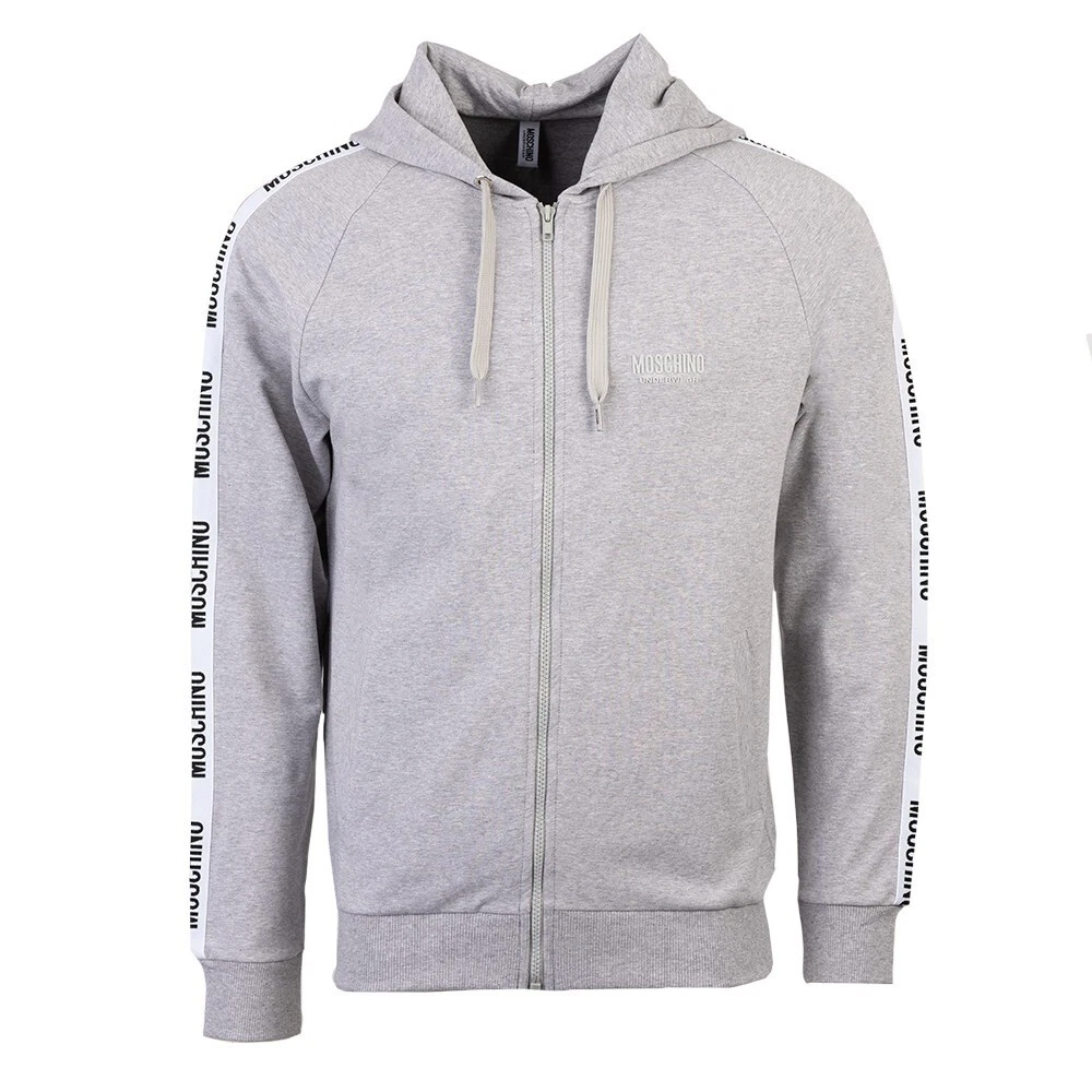 Felpa con cappuccio e zip Moschino Tape Logo colore grigio taglia S prezzo consigliato £275