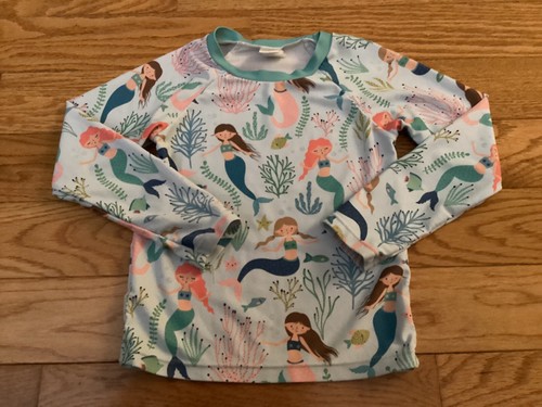 Millie Loves Lily Girl 5 LS Raglan Sleeve Mermaid Print Rash Guard Top - Picture 8 of 10