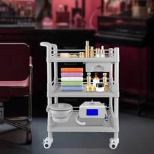 3-tier Beauty Salon Cart Beauty Instrument Cart Rolling Tool Cart with 4 Wheels