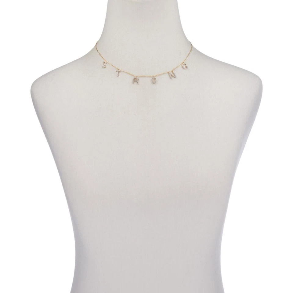 Collar Estación Rarezas Tono Dorado Plata Esterlina Circón Blanco 'FUERTE' Foto 2 de 4