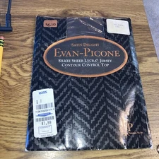 Evan-Picone Satin Delight Pantyhose, Off Black Long  Control top NEW