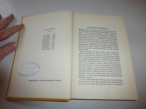 Mathematical Recreations and Essays 1947 W.W. Rouse Ball Rare Book Math B161 - Picture 5 of 7