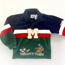 Disney Store Mickey Mouse Colorblock Embroidered Vintage Rugby Polo Boys Sz.M