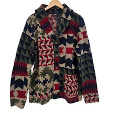 Junk Food Southwestern Shawl Collar Cardigan Jacket L Patchwork Geometric Aztec