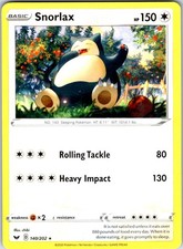 Snorlax 140/202 SWSH01: Juego Base Espada y Escudo Raro Normal Casi Nuevo Pokemon Juego de Cartas Coleccionables Rápido