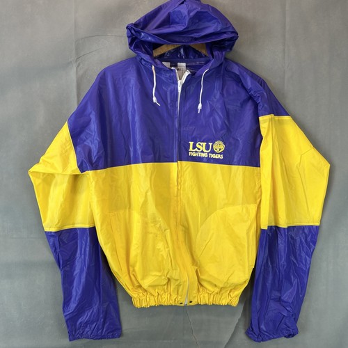 LSU Tigers Rain Mate L Full Zip Windbreaker Rain Coat Purple Yellow