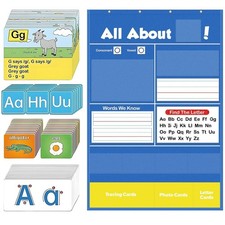 Alphabet Learning Pocket Chart, Circle Time Learning Center Alphabet Flash Ca...