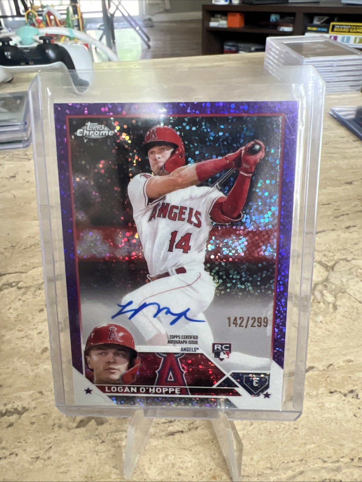 2023 Topps Chrome - Rookie Auto Logan O'Hoppe #RA-LO Purple Speckle/299 (AU, RC)