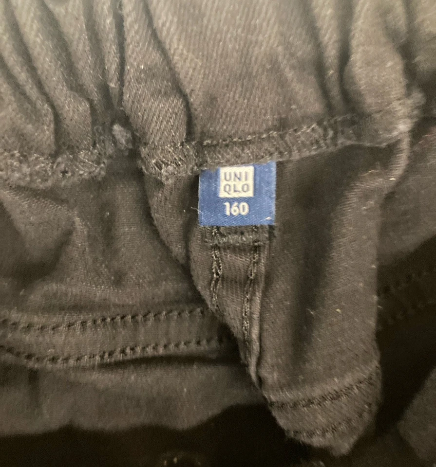 Pantalones Cortos Uniqlo Niños Talla 160 Negro Denim Cintura Elástica Foto 4 de 4
