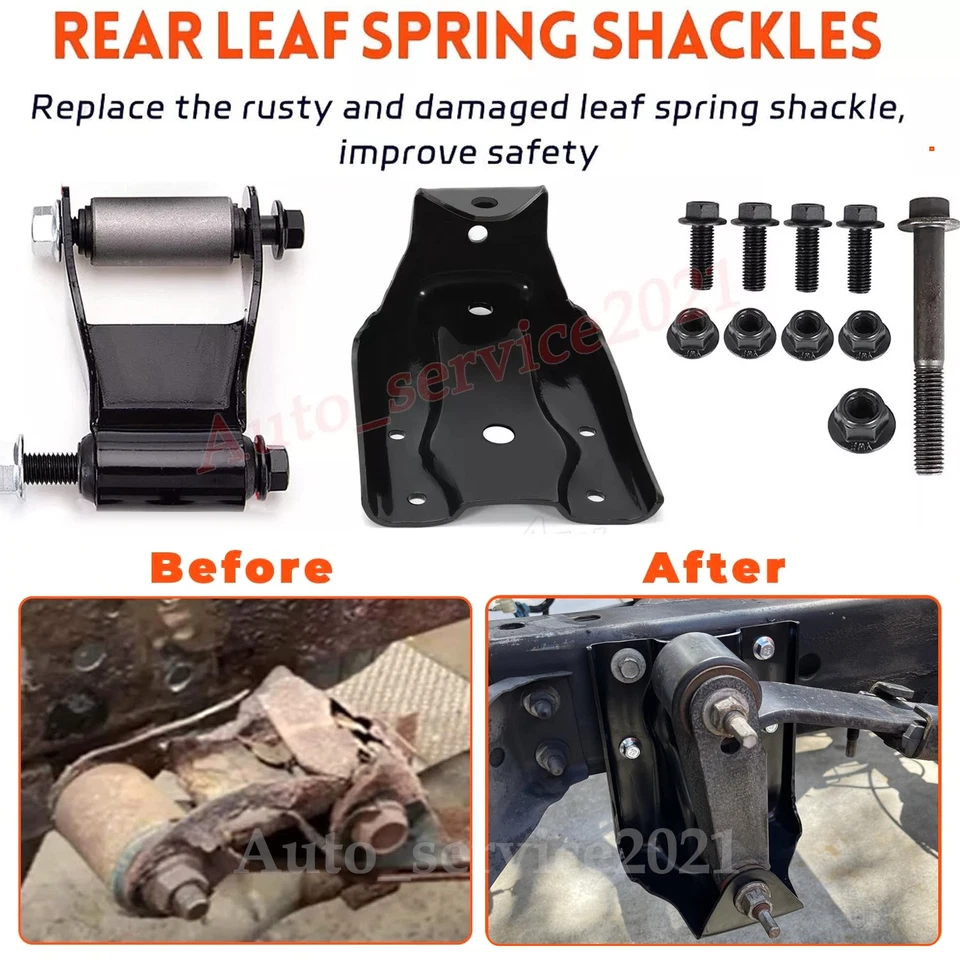 NEW Rear Leaf Spring Hanger Bracket and Shackle Kits For GMC Sierra 1500 HD 2006 Foto 2 de 4