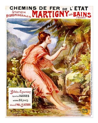 Vintage Franz�sische Wandkunst Martigny Les Bains Naturszene Wand A