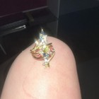 Gold Tone Multicolor Rhinestone Cluster Cocktail Ring, Size 7 — photo 2